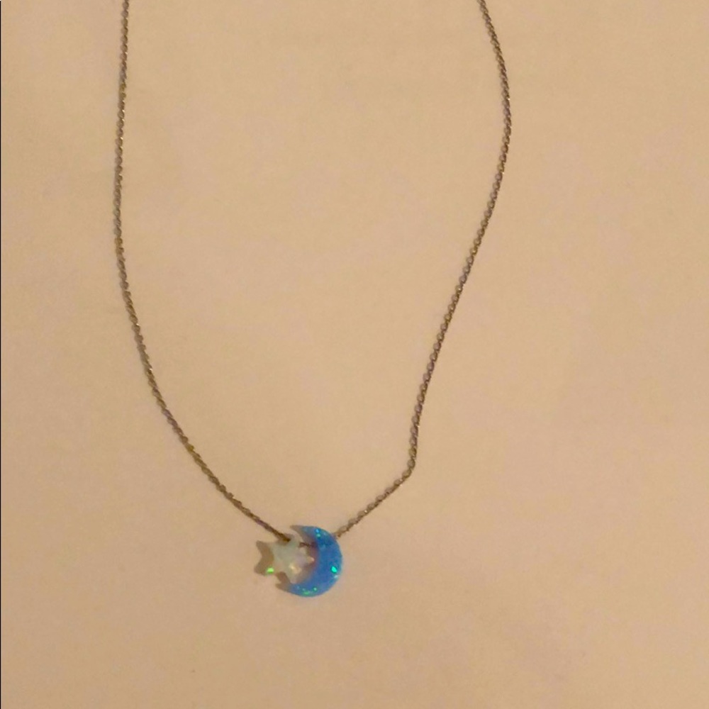 MOON & STAR NECKLACE MADE WITH REAK STONES